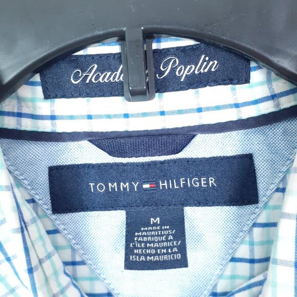 Tommy Hilfiger Mens Button Down Shirt M Academy Poplin Blue Plaid 236 - Picture 3 of 5